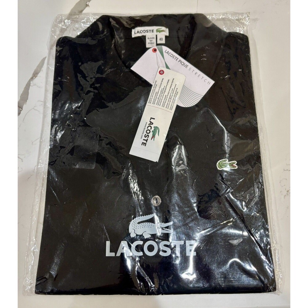 Lacoste Men's Polo Shirt Short Sleeve Cotton Pique Stretch Fit Size 8/XL Black